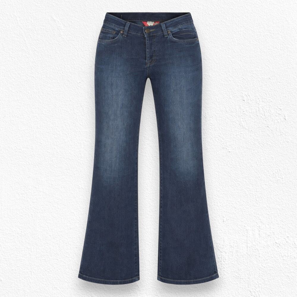 Y2K Lucky Brand Dark Wash Easy Rider Crop Mid Rise Wide Leg Jeans Size 6 / 28